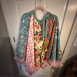 Matilda Jane Floral and Plaid Cape with Decorative Buttons tree skirt